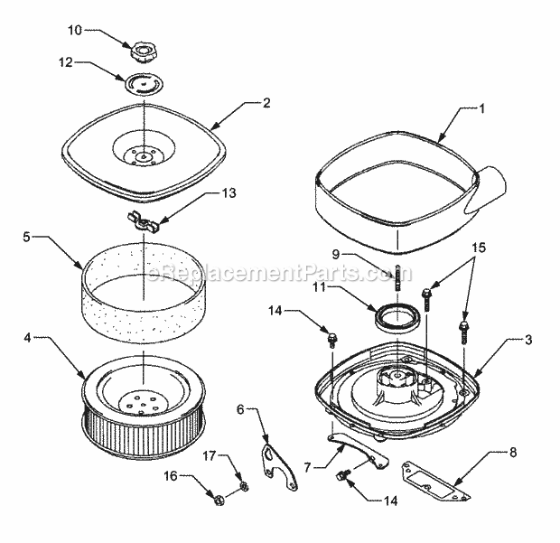 Air Filter Diagram and Parts List for 5254E 54AE542-710, 54BE542-710, 54CE542-710 Cub Cadet Lawn Tractor